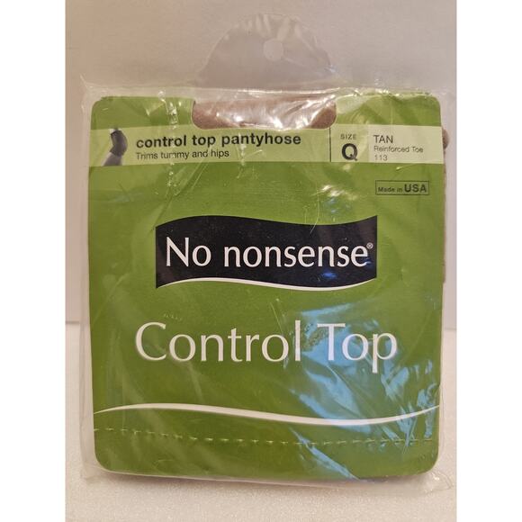 No Nonsense Control Top Pantyhose Nylon Leg, Size Plus Q (Tan) - Picture 1 of 4